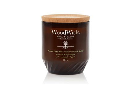 WoodWick ReNew Tomato Leaf & Basil svíčka střední