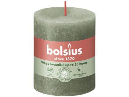 Bolsius svíčka válec Rustic Shine Fresh Olive zelená 68x80mm