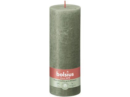 Bolsius svíčka válec Rustic Shine Fresh Olive zelená 68x190mm