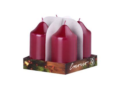 Emocio adventní válec 4ks 50x90 bordó svíčky