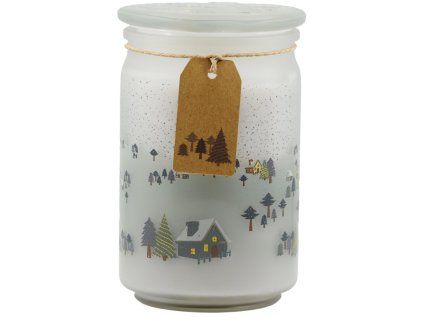Emocio Vonná svíčka ve skle Winter Wonderland 93×142 mm se skleněným víčkem
