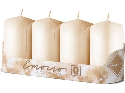 Emocio adventní válec 4ks 50x90 šampaň svíčky