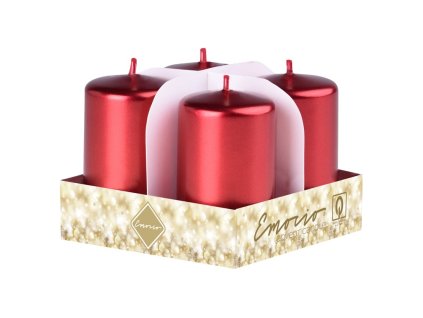Emocio adventní válec 4ks 38x60 Metal červené svíčky