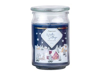 Emocio Winter Village – vonná svíčka ve skle 93×142 mm se skleněným víčkem