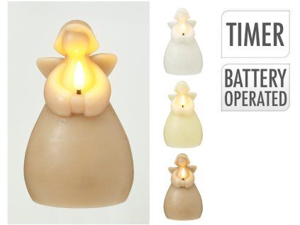 LED svíčka ve tvaru anděla – vosk/polypropylen s časovačem