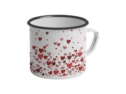 Hrnek plechový 350 ml – barevná srdíčka