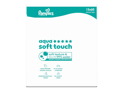 Pampers wipes (15x60ks/fol) AqSoft touch