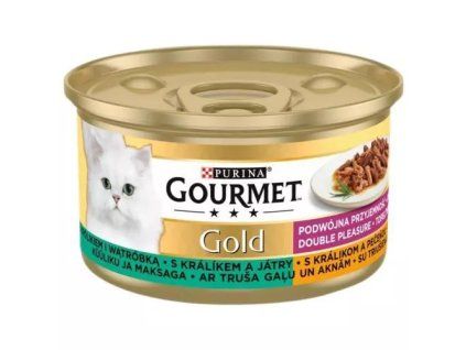 Gourmet Gold konzerva dušené s králíkem a játry 85g