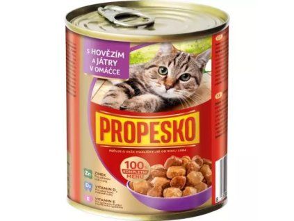 Propesko kousky hovězí + játra v želé 830g