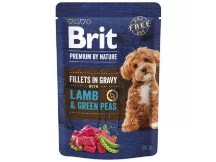 Brit Premium kapsičky fillets in gravy with lamb + green peas 85g