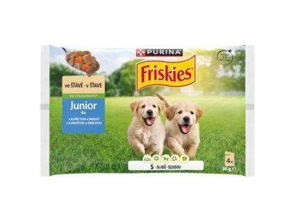 Friskies kapsička mp junior s kuřetem a mrkví ve šťávě @4x85g