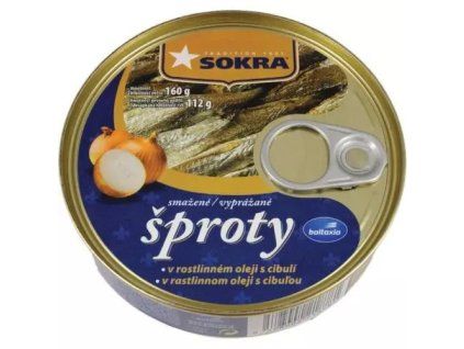 SOKRA rižské šproty smažené v rostliném oleji s cibulí 160g