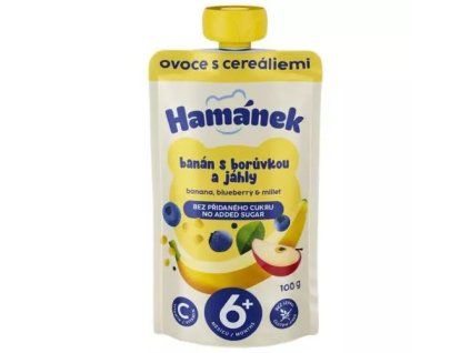 Hamánek kapsička jablko banán borůvka jáhly 100g