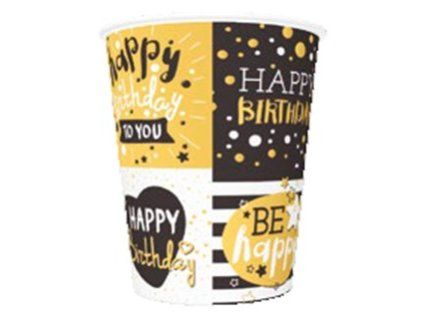 Kelímka Happy Birthday 250 ml zlaté 8 ks
