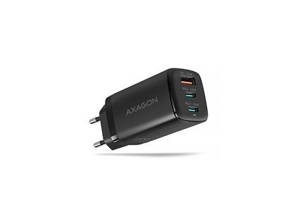AXAGON ACU-DPQ65, GaN nabíječka do sítě 65W, 3x port (USB-A + dual USB-C), PD3.0/QC4+/PPS/Apple, černá