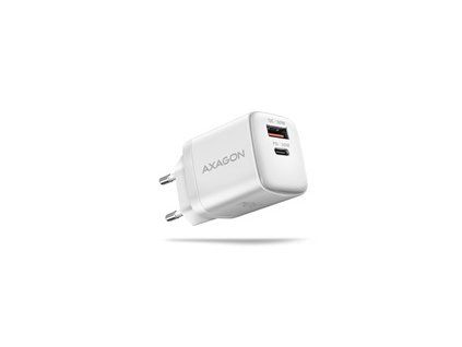 AXAGON ACU-PQ30W, Sil nabíječka do sítě 30W, 2x port (USB-A + USB-C), PD3.0/PPS/QC4+/SFC/AFC/Apple, bílá