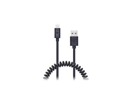 CONNECT IT Wirez Apple Lightning - USB spirálový flexibilní kabel, 1,2 m, černý