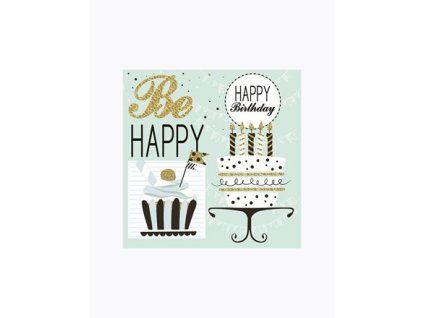 Ubrousky Happy Birthday 33 x 33 cm zelený 20 ks