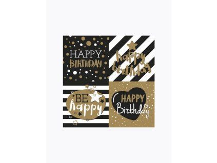 Ubrousky Happy Birthday 33 x 33 cm zlaté 20 ks