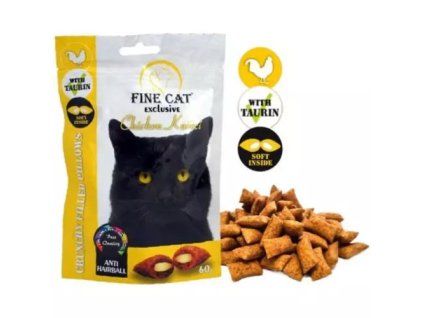 FineCat exclusive plněné polštářky anti-hairball kuřecí k /14/ 60g