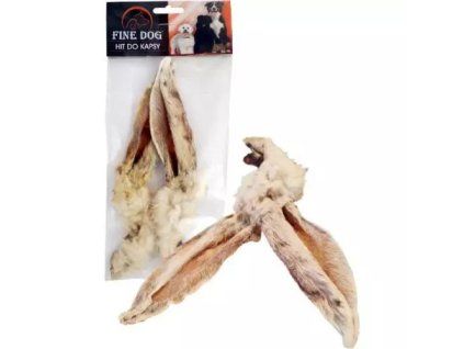 FineDog pamlsky 2ks ucho králičí sušené se srstí 20g