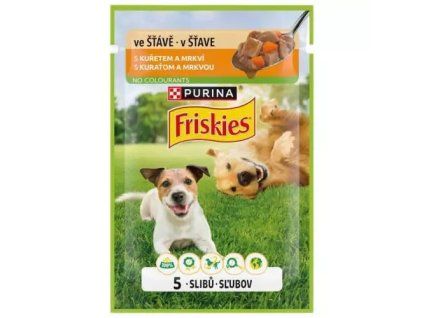 Friskies kapsička adult s kuřetem a mrkví ve šťávě 85g