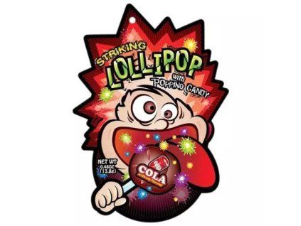 Striking lollipop with popping candy cola strip 13,8g