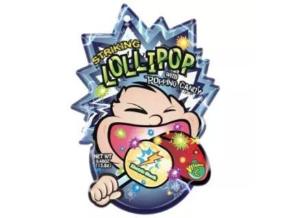 Striking lollipop with poppping candy electric shock strip 13,8g