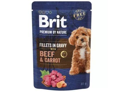 Brit Premium kapsičky fillets in gravy with beef + carrot 85g