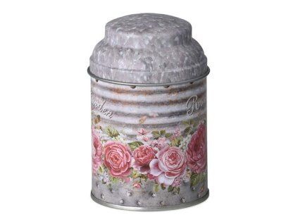 Dóza plechová mix barevná 70x110mm kulatá Rose Garden