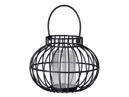 Kovová lampa drátěná se závěsem na svíčku, černá 195x153mm