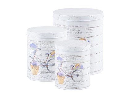 Plechová kulatá dóza Kolo, set 3 ks, 135x160/110x130/75x90mm