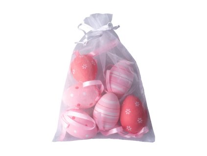 Kraslice 6 ks 60mm v organzovém sáčku mix vzorů