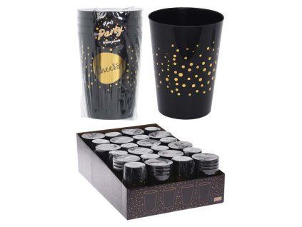Sklenice na drink 300ml 4ks set černá se zlatou 75x95mm