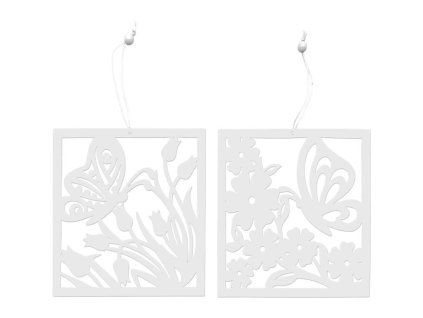 Dřevěný závěs, obrázek v rámečku, mix, bílá, 150x150mm