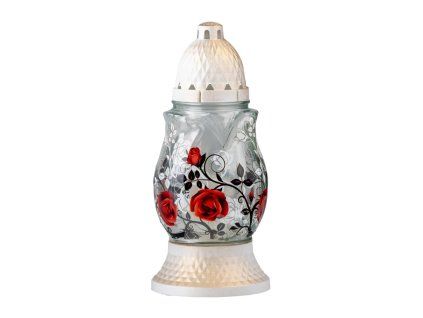 Hřbitovní sklo 24cm vklad 80g 20h., růže