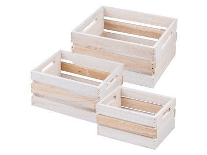 Set bedýnek dřevo, přírodní, bílá, 300x250x150/ 250x200x130/ 200x150x110mm