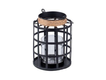 Kovová lampa drátěná na svíčku, černá 125x165mm