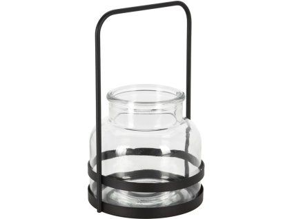 Kovová lampa drátěná na čajovou svíčku, černá 125x210mm