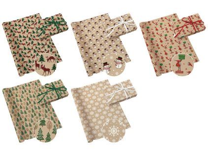 Baliaci papier Natural Christmas 60g Craft 200x70cm mix