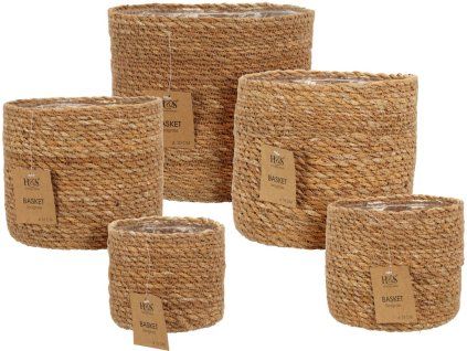 Květník bambus, mořská tráva 5 ks set, válec, přírodní 120x100mm 140x120mm 160x140mm 180x160mm 200x180mm