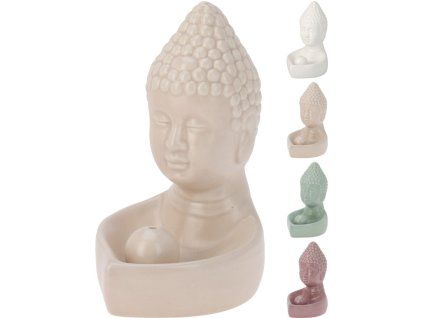 Dekorace porcelánová mix barevná budha na vonné tyčinky 100x72x123mm