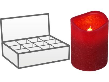 LED svíčka 50x65mm plápolající  s časovačem, červená