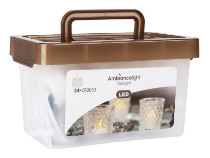 LED čajové svíčky 24 ks – blikající plamen, bez časovače, box
