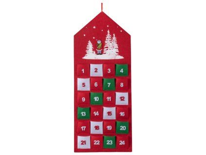 Adventní kalendář z filcu na zavěšení 320x785 mm, barevný
