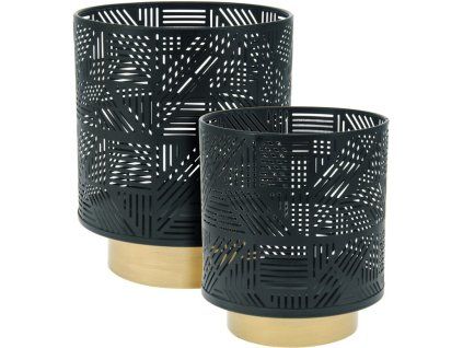 Svícen kovový 2ks 150x185/180x215mm na maxi čaj. svíčky, černá