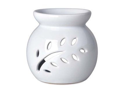 Aromalampa keramická bílá 91x90mm s motivem listu