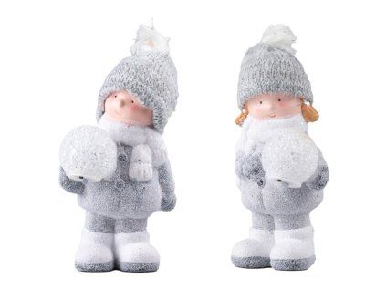 Keramická LED figurka 125×230 mm – děti, vánoční dekorace, mix barev