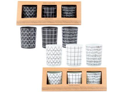 Dárkový set 3 vonných svíček ve skle – Home Collection, černá/bílá, 50×60 mm