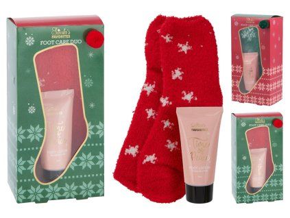 Dárková sada péče o nohy 1x 50ml tekuté mléko + 1x ponožky mix, barevná
